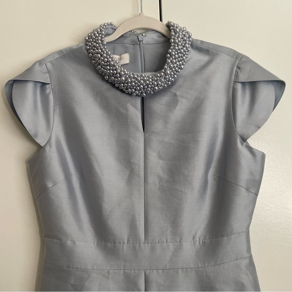 HOBBS LONDON Marcella Embellished Neck Dress-Blue - Picture 6 of 15